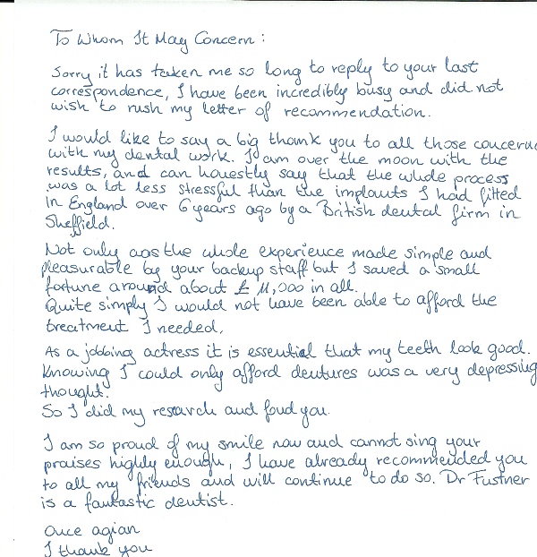 handwritten testimonial